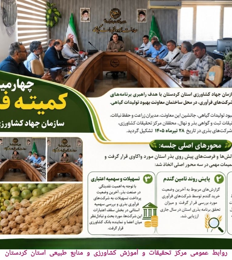 تصمیم‌سازی برای آینده بذر استان؛ چهارمین کمیته فنی بذر کردستان برگزار شد