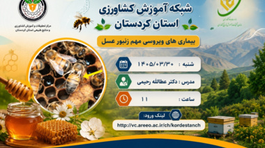 اطلاعیه برگزاری وبینار آموزشی «بیماری‌های ویروسی مهم زنبورعسل» در شبکه آموزش کشاورزی استان کردستان