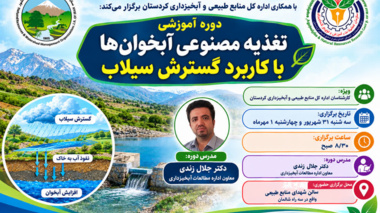 دوره آموزشی تخصصی «تغذیه مصنوعی آبخوان‌ها با کاربرد گسترش سیلاب» ویژه کارشناسان اداره کل منابع طبیعی و آبخیزداری استان کردستان برگزار می‌شود.