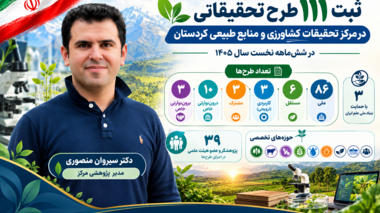 ثبت ۱۱۱ طرح تحقیقاتی در مرکز تحقیقات کشاورزی و منابع طبیعی کردستان در شش‌ماهه نخست سال ۱۴۰۵
